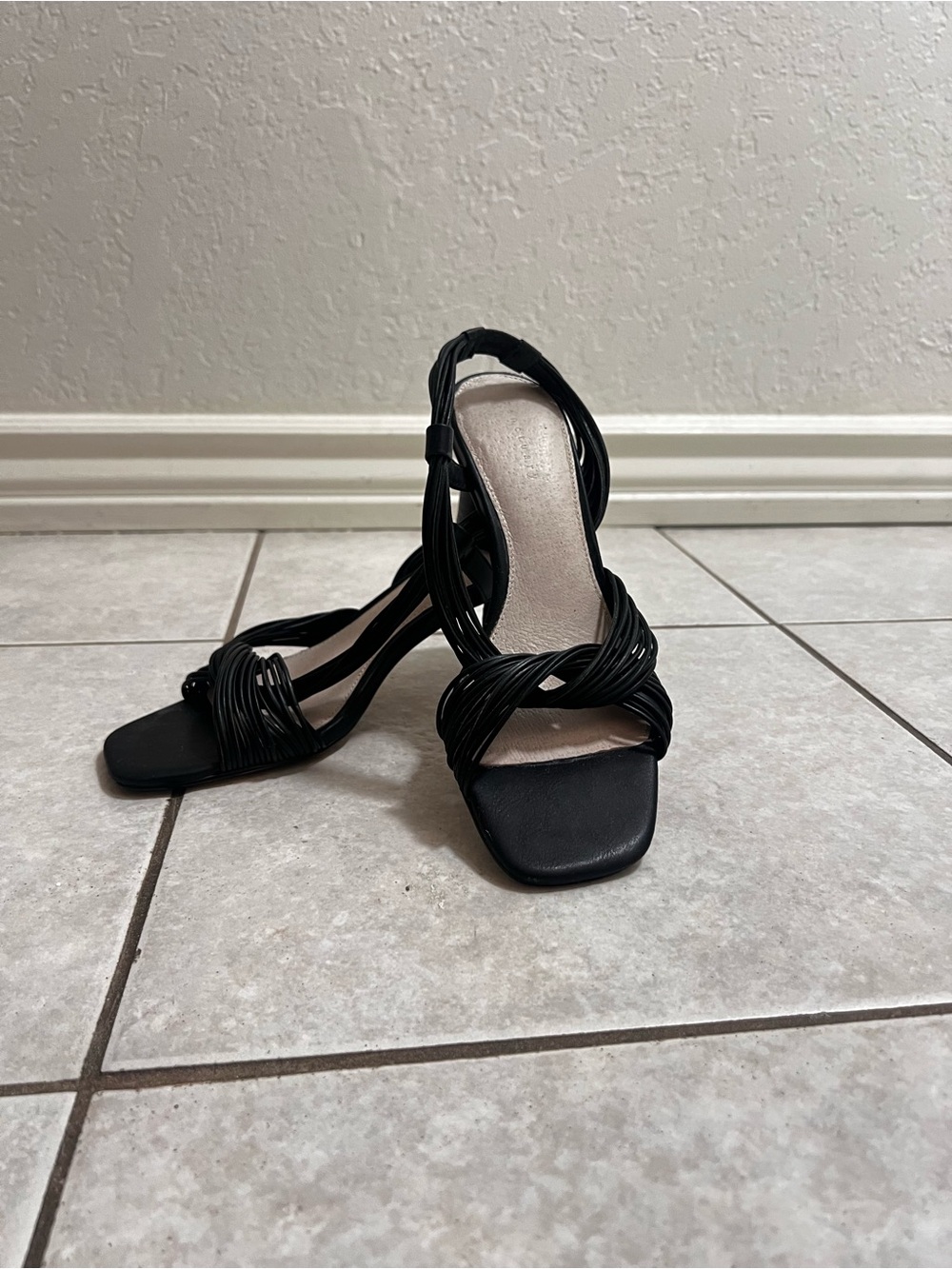 Sanctuary Black Twisted Strap Heeled Sandals